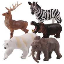 Load image into Gallery viewer, Simulation Wild Animal Model Africa Animal Elephant Lion Giraffe Bear Action Figures Wildlife Hippo Zebra Crocodile Figurines Kids Eductional Toy Gifts