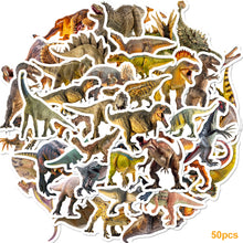 Load image into Gallery viewer, 50pcs Vintage Dinosaur Sticker Kids Sticker Gifts Waterproof Waterbottle Stickers DIY Reusable Jurassic Dinosaur Stickers