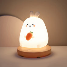 Load image into Gallery viewer, Rechargeable LED Night Light Kids Cute Panda Rabbit Silicone Lamp Touch Sensor Soft Light LED Lamp Children Night Accompany Lamp Birthday Christmas Gifts