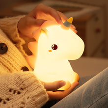 Load image into Gallery viewer, Unicorn/Dinosaur Silicone LED Night Light Pat Sensor Rechargeable Lamp Kids Bedroom Decor Cartoon Animal Night Lamp Christmas Gifts