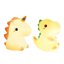 Load image into Gallery viewer, Unicorn/Dinosaur Silicone LED Night Light Pat Sensor Rechargeable Lamp Kids Bedroom Decor Cartoon Animal Night Lamp Christmas Gifts