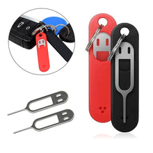 Load image into Gallery viewer, 1PC/5PCS Creative Anti-Loss With Silicone Sleeve Sim Card Removal Tool 304 Stainless Steel Smiley Face Card Holder Mobile Phone Tablet Portable Thimble For Apple Android SIM