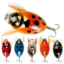 Load image into Gallery viewer, 1PC 3.8CM/4G Artificial Ladybug Bait Insect Floating Surface System Lure Bionic Bait For Bass Warping Mouth Blood Groove Hook 8#