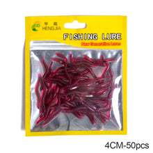 Load image into Gallery viewer, 1Bag/50PCS 4/8CM Artificial Earthworm Bait Sea Fishing Lure Silicone Soft Bait For Carp Trout Bass Fishing Accessories