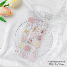 Load image into Gallery viewer, 18Pcs Aesthetic Journal Envelope Decoration Sealing Sticker Creative DIY Cute Fire Paint Stamp Stickers Kawaii Stationery