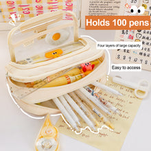 Load image into Gallery viewer, 1Pc Transparent Canvas Large-capacity Pencil Bag Holder Girl Stationery Desk Organizer School Office Supplies Storage Bag
