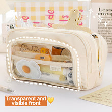 Load image into Gallery viewer, 1Pc Transparent Canvas Large-capacity Pencil Bag Holder Girl Stationery Desk Organizer School Office Supplies Storage Bag