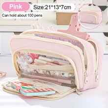 Load image into Gallery viewer, 1Pc Transparent Canvas Large-capacity Pencil Bag Holder Girl Stationery Desk Organizer School Office Supplies Storage Bag