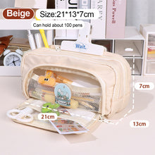 Load image into Gallery viewer, 1Pc Transparent Canvas Large-capacity Pencil Bag Holder Girl Stationery Desk Organizer School Office Supplies Storage Bag
