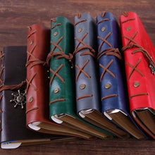 Load image into Gallery viewer, A7 PU Leather Kraft Paper Cover Diary Notebook Vintage Cover Traveler Album For Students Office School Supplies