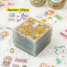 Load image into Gallery viewer, 100Sheets Bulk Stickers Creative Handbook Stickers Girl Cartoon PET Waterproof Stickers Primary School Students Cute Transparent Stickers DIY Water Cup Phone Case Stationery Stickers