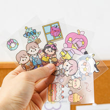 Load image into Gallery viewer, 100Sheets Bulk Stickers Creative Handbook Stickers Girl Cartoon PET Waterproof Stickers Primary School Students Cute Transparent Stickers DIY Water Cup Phone Case Stationery Stickers