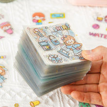 Load image into Gallery viewer, 100Sheets Bulk Stickers Creative Handbook Stickers Girl Cartoon PET Waterproof Stickers Primary School Students Cute Transparent Stickers DIY Water Cup Phone Case Stationery Stickers