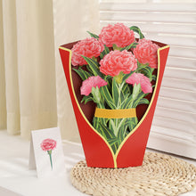 Load image into Gallery viewer, 3D Pops-up Bouquet Forever Rose/Daffodils/Lliy/Carnations Paper Flowers Tropical Bloom for Birthday Anniversary Wedding Greeting Card