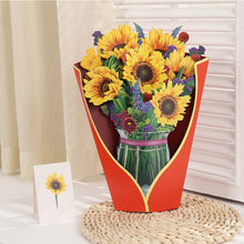 Load image into Gallery viewer, 3D Pops-up Bouquet Forever Rose/Daffodils/Lliy/Carnations Paper Flowers Tropical Bloom for Birthday Anniversary Wedding Greeting Card