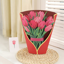 Load image into Gallery viewer, 3D Pops-up Bouquet Forever Rose/Daffodils/Lliy/Carnations Paper Flowers Tropical Bloom for Birthday Anniversary Wedding Greeting Card