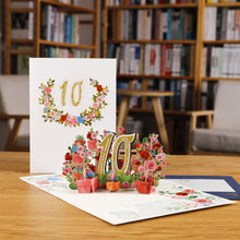 Load image into Gallery viewer, 3D Pop Up Anniversary Card 1st 10 21 30 60 Number Figure Greeting Cards for Birthday Wedding