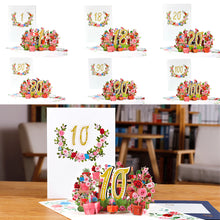 Load image into Gallery viewer, 3D Pop Up Anniversary Card 1st 10 21 30 60 Number Figure Greeting Cards for Birthday Wedding