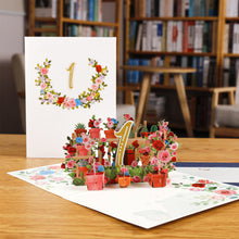 Load image into Gallery viewer, 3D Pop Up Anniversary Card 1st 10 21 30 60 Number Figure Greeting Cards for Birthday Wedding