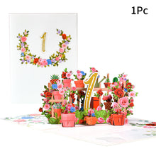 Load image into Gallery viewer, 3D Pop Up Anniversary Card 1st 10 21 30 60 Number Figure Greeting Cards for Birthday Wedding