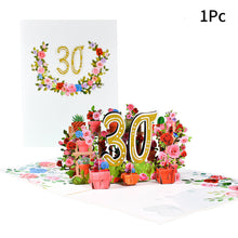 Load image into Gallery viewer, 3D Pop Up Anniversary Card 1st 10 21 30 60 Number Figure Greeting Cards for Birthday Wedding