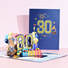 Load image into Gallery viewer, 3D Pop Up Anniversary Card 1st 10 21 30 60 Number Figure Greeting Cards for Birthday Wedding