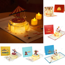 Load image into Gallery viewer, 3D Pop Up Birthday Card for Kids Boy Girl Baby Shower First Birthday Party Greeting Cards Postcards Gifts with Happy Birthday and Light Strings