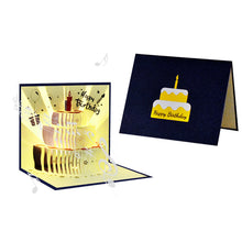 Load image into Gallery viewer, 3D Pop Up Birthday Card for Kids Boy Girl Baby Shower First Birthday Party Greeting Cards Postcards Gifts with Happy Birthday and Light Strings
