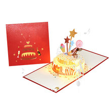 Load image into Gallery viewer, 3D Pop Up Birthday Card for Kids Boy Girl Baby Shower First Birthday Party Greeting Cards Postcards Gifts with Happy Birthday and Light Strings
