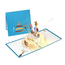 Load image into Gallery viewer, 3D Pop Up Birthday Card for Kids Boy Girl Baby Shower First Birthday Party Greeting Cards Postcards Gifts with Happy Birthday and Light Strings