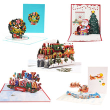 Load image into Gallery viewer, Christmas Tree 3D Pop-Up Card Christmas Blessing Card Santa Elk Christmas Ring New Year Greeting Cards Gift Message Card