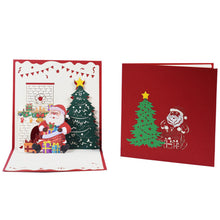 Load image into Gallery viewer, Christmas Tree 3D Pop-Up Card Christmas Blessing Card Santa Elk Christmas Ring New Year Greeting Cards Gift Message Card