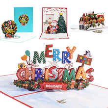 Load image into Gallery viewer, Christmas Tree 3D Pop-Up Card Christmas Blessing Card Santa Elk Christmas Ring New Year Greeting Cards Gift Message Card