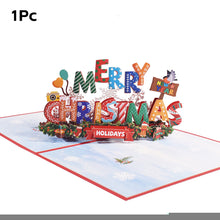 Load image into Gallery viewer, Christmas Tree 3D Pop-Up Card Christmas Blessing Card Santa Elk Christmas Ring New Year Greeting Cards Gift Message Card
