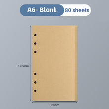 Load image into Gallery viewer, A6/A5 Loose Leaf Notebook Refill Spiral Binder Inner Page Blank Line Diary Agenda Planner School Stationery Office Supplies