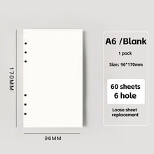 Load image into Gallery viewer, A6/A5 Loose Leaf Notebook Refill Spiral Binder Inner Page Grid Blank Line Diary Agenda Planner School Stationery Office Supplies