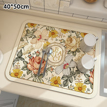 Load image into Gallery viewer, Printed Dish Drying Mat Super Absorbent Coffee Drain Pad Tableware Draining Pad Quick Dry Rug Kitchen Dinnerware Placemat