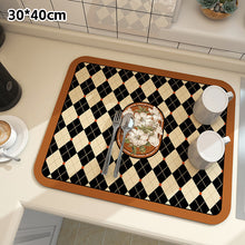 Load image into Gallery viewer, Printed Dish Drying Mat Super Absorbent Coffee Drain Pad Tableware Draining Pad Quick Dry Rug Kitchen Dinnerware Placemat