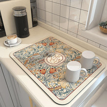 Load image into Gallery viewer, Printed Dish Drying Mat Super Absorbent Coffee Drain Pad Tableware Draining Pad Quick Dry Rug Kitchen Dinnerware Placemat