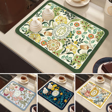Load image into Gallery viewer, Printed Dish Drying Mat Super Absorbent Coffee Drain Pad Tableware Draining Pad Quick Dry Rug Kitchen Dinnerware Placemat