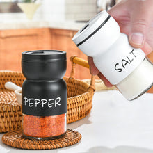 Load image into Gallery viewer, Farmhouse Salt And Pepper Shakers Set With Adjustable Lids, Modern Home Country Kitchen Decor, Cute Shaker Set