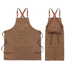 Load image into Gallery viewer, 1Pc Thickened Canvas Apron Kitchen Apron Halter Neck Apron Water Proof Oil Proof Coffee Shop Fashion Adult Apron