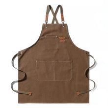 Load image into Gallery viewer, 1Pc Thickened Canvas Apron Kitchen Apron Halter Neck Apron Water Proof Oil Proof Coffee Shop Fashion Adult Apron