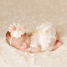 Load image into Gallery viewer, Newborn Photo Props Baby Romper Lace Deep V Backless Clothing Toddler Art Photography Newborn Headdress Flower Girls Photograph Prop