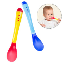 Load image into Gallery viewer, Baby Temperature Sensing Spoon Safety Silicone Feeding Flatware Baby Feeder Utensils Feeding Spoon Tableware