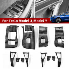 Load image into Gallery viewer, 14Pcs Car Window Control Panel Button Decor Sticker Door Switch Trim Frame Cover Car Interior Sticker For Tesla Model 3 Model Y