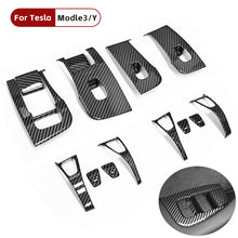Load image into Gallery viewer, 14Pcs Car Window Control Panel Button Decor Sticker Door Switch Trim Frame Cover Car Interior Sticker For Tesla Model 3 Model Y