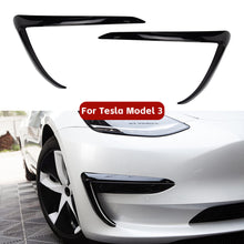 Load image into Gallery viewer, 2Pcs Car Front Blade Trim Covers Accessories Matte Black Carbon Fiber Accessories For Tesla Model 3 Y 2023