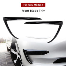 Load image into Gallery viewer, 2Pcs Car Front Blade Trim Covers Accessories Matte Black Carbon Fiber Accessories For Tesla Model 3 Y 2023