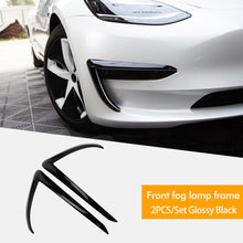 Load image into Gallery viewer, 2Pcs Car Front Blade Trim Covers Accessories Matte Black Carbon Fiber Accessories For Tesla Model 3 Y 2023